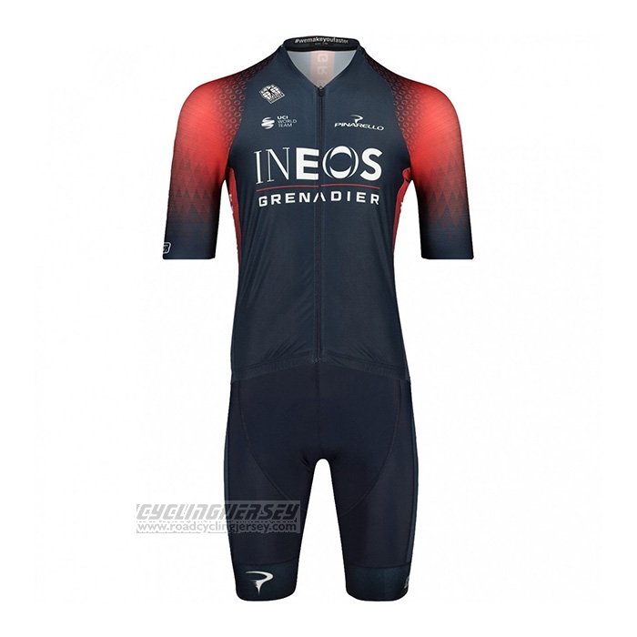 2022 Cycling Jersey Ineos Grenadiers Red Blue Short Sleeve and Bib Short